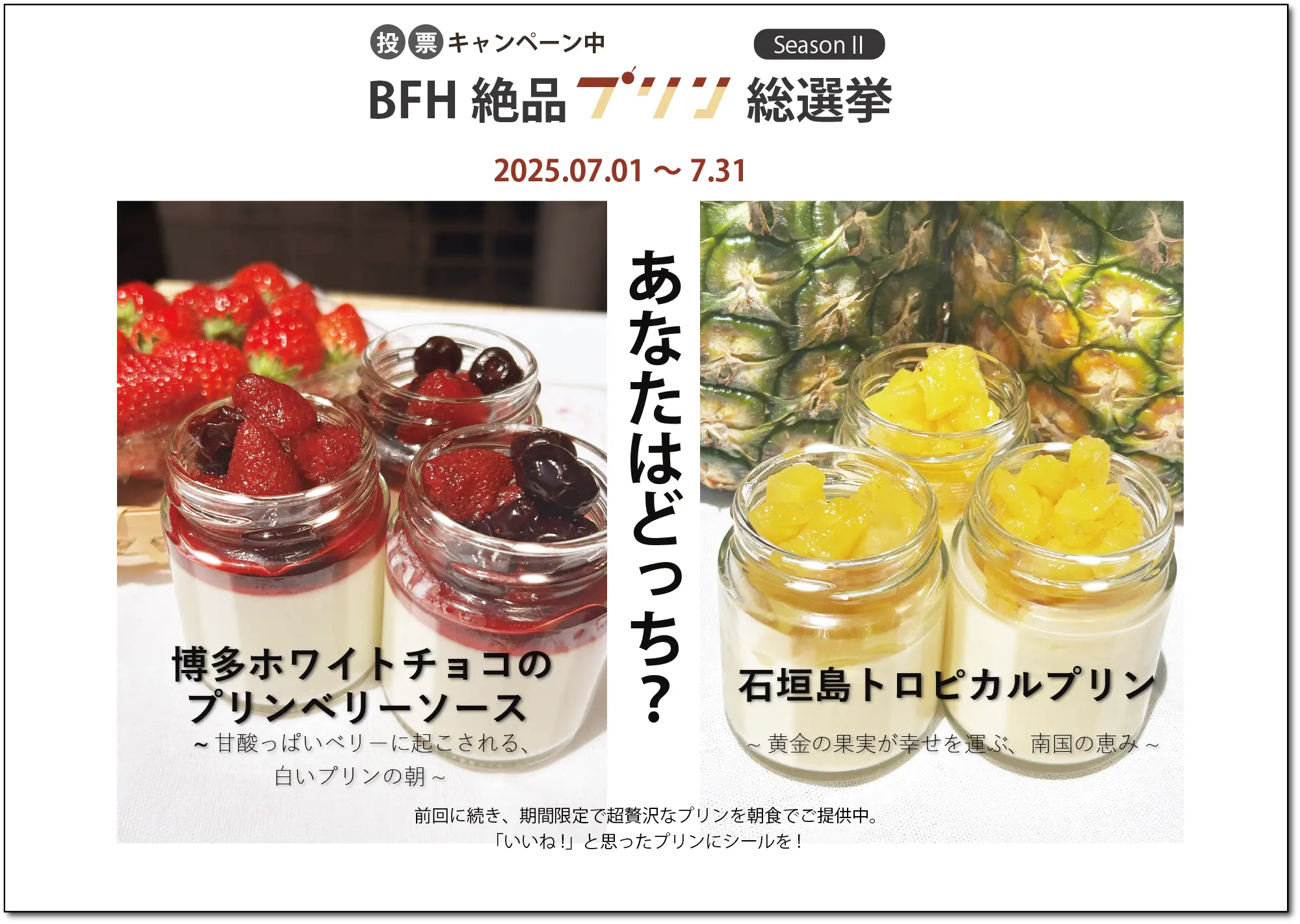 BFH 絶品プリン総選挙 第二弾